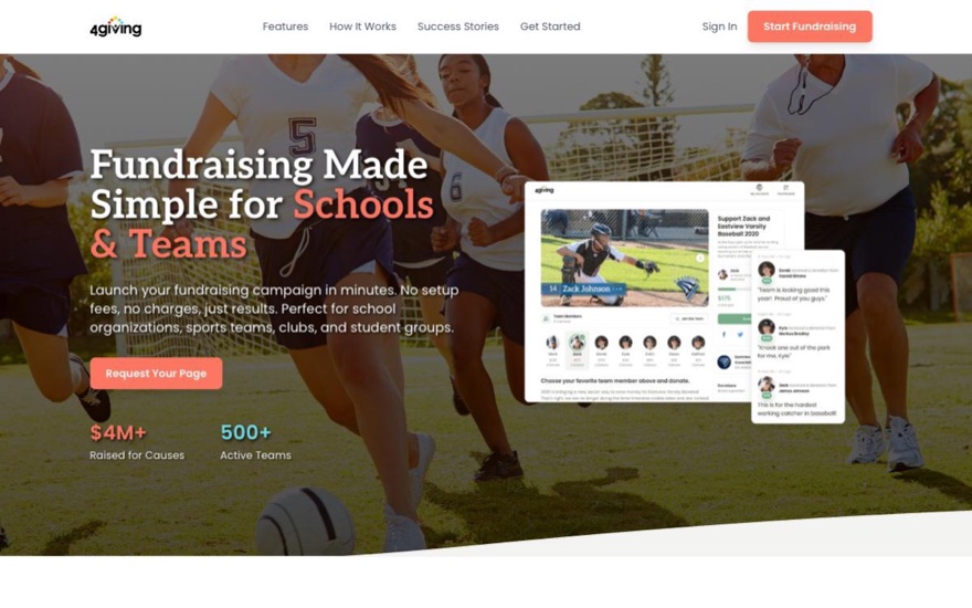 4giving — fundraising for schools and teams